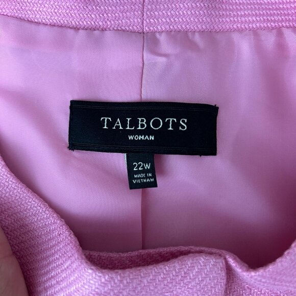 Talbots Jacket Blazer Jacket Womens 22W Pink Linen Button Front 3/4 Sleeve - Picture 8 of 9